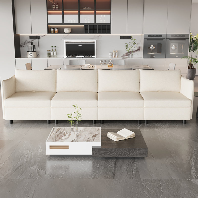 Canapé convertible avec rangement pour le salon, Beige