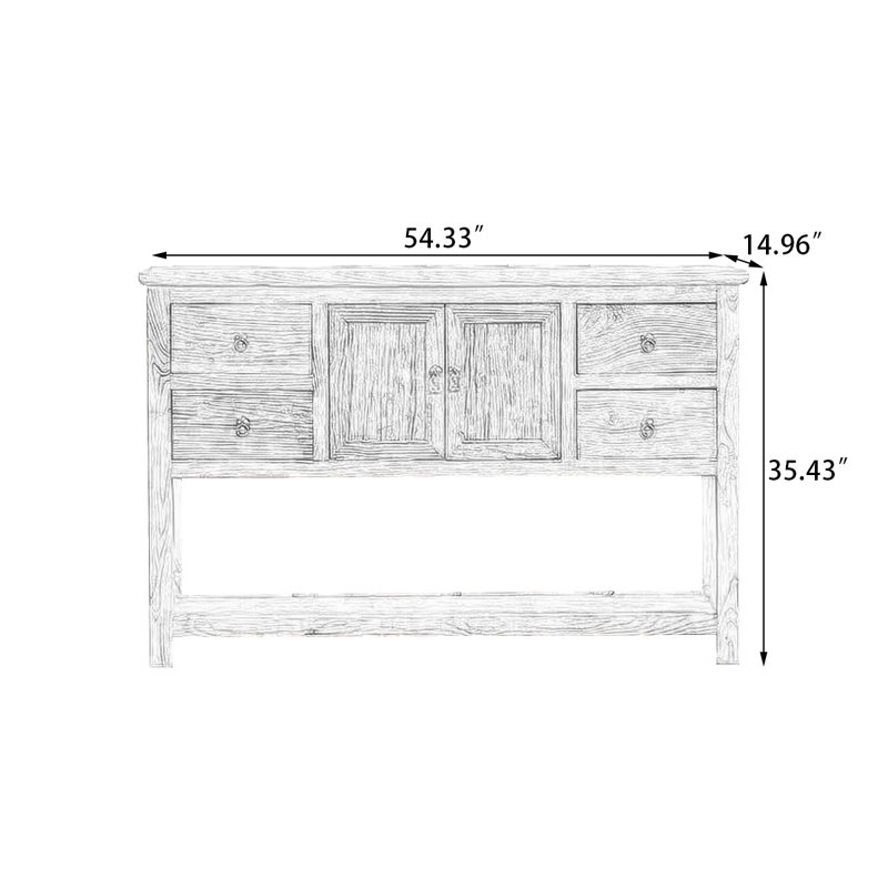 54.33" Brown Rectangular Solid Wood Console Table
