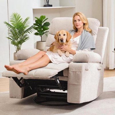 Oversized Swivel Recliner with Massage, Heat, and Rocking – Multi-Fabric Choice for Any Space