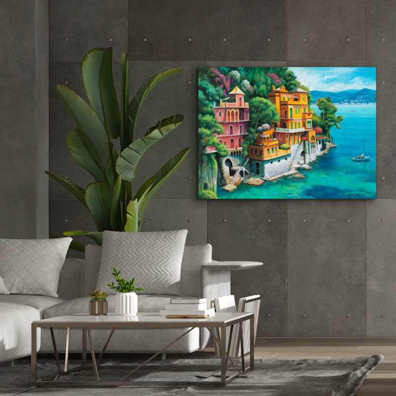 «Domina Beach Portofino Italie» par John Zaccheo, H 40 po x l 54 po x P 1,5 po