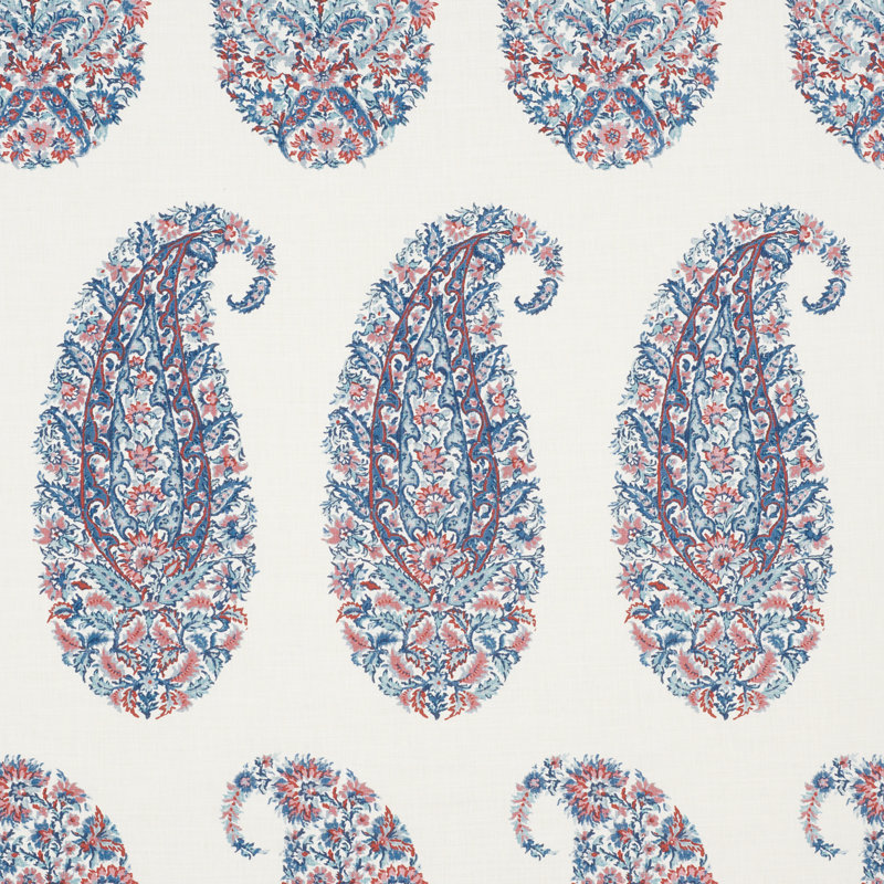 Shirala Paisley Fabric, Delft/Rose