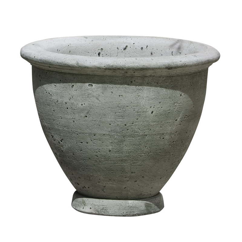 Urne à fleurs en pierre moulée Rochell, H 15 po x l 17,5 po x P 17,5 po, Travertin
