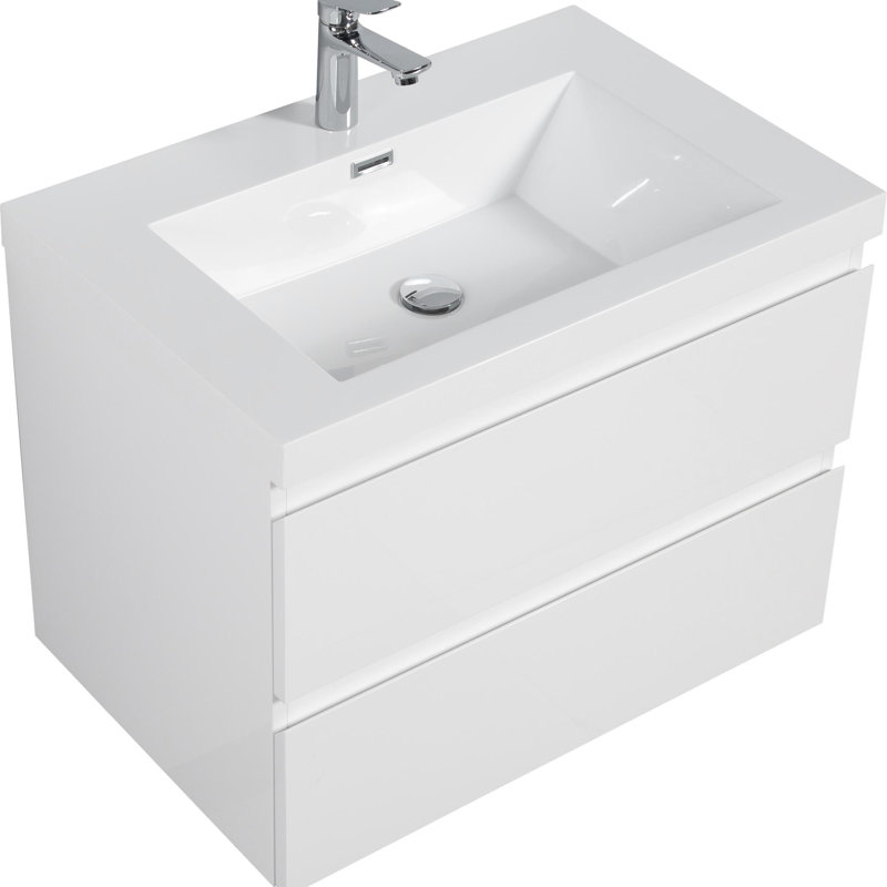 Wall Mounted Bathroom Vanity, Glossy White