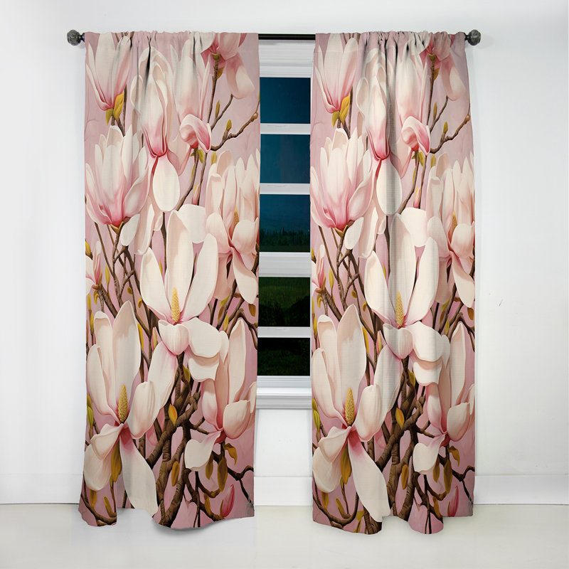 Rideau occultant à motif floral Carmel - Magnolias - 1 panneau, L 52 po x L 120 po