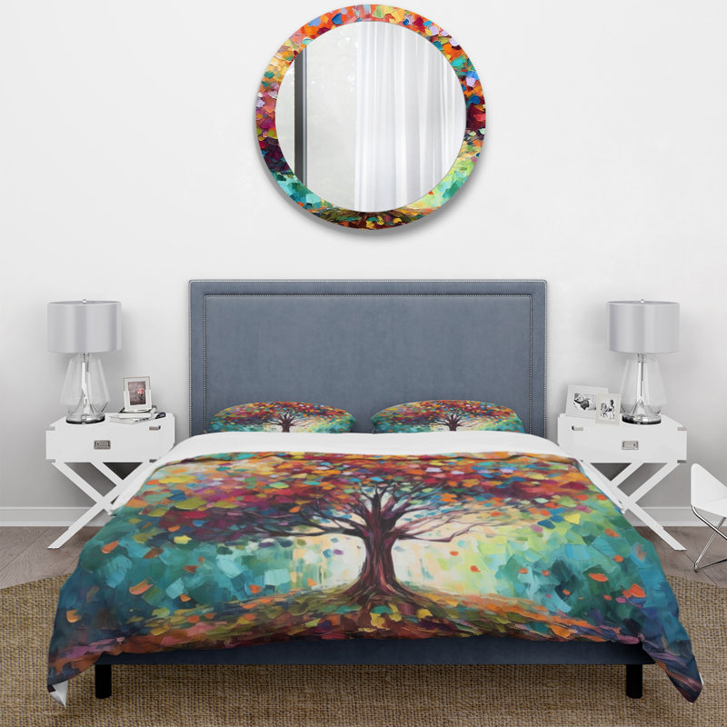 Ensemble de housse de couette Coral Oak Tree At The Farm I en microfibre / polyester