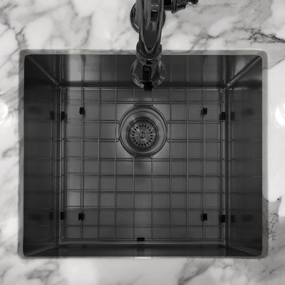 Whitehaus Collection 18" Undermount or Drop-in Single Bowl 16 Gauge Stainless Steel Kitchen Sink Set
