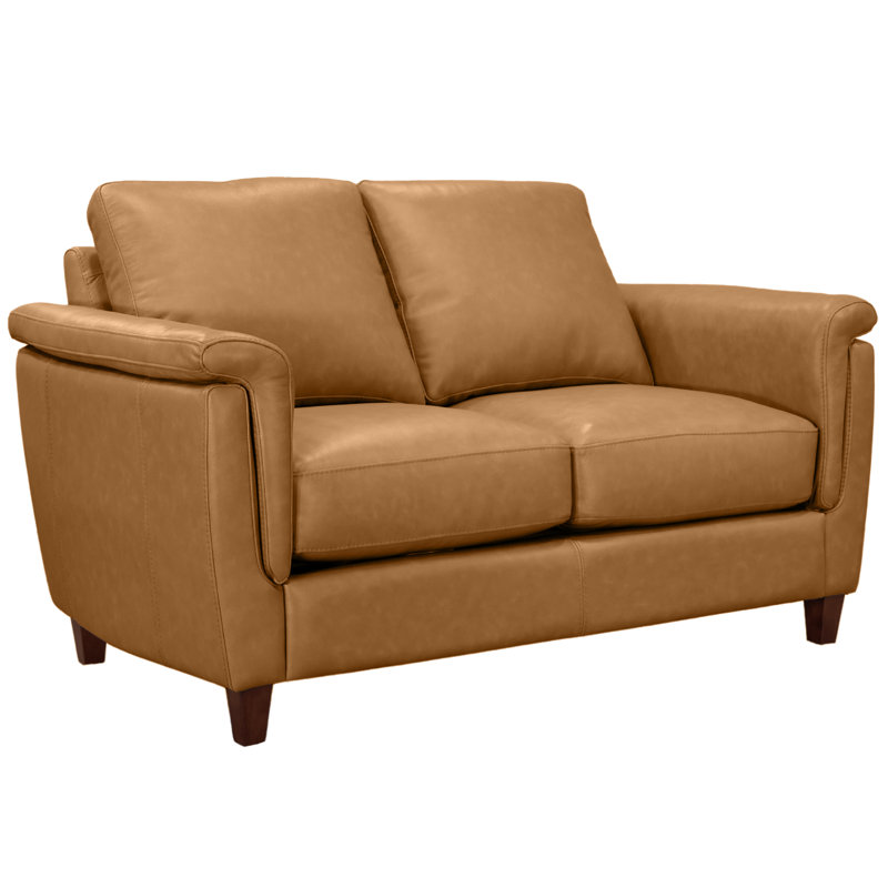 Causeuse en cuir véritable 57 po Rambrij, Caramel
