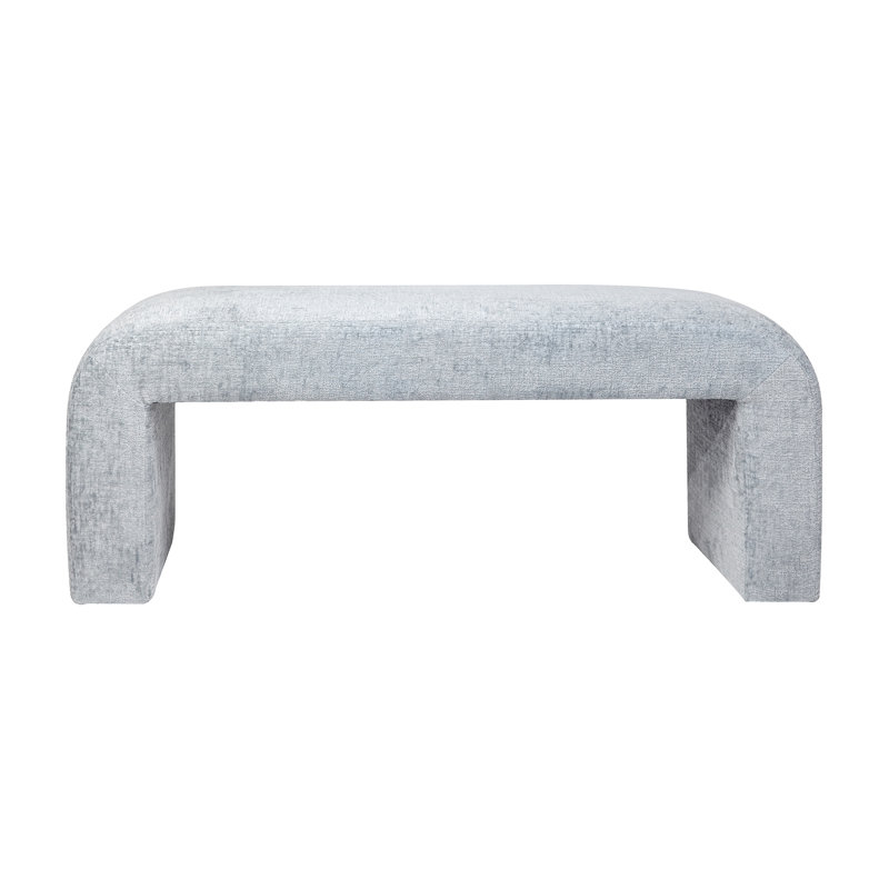 Banc rembourré mortrick, Microsuède bleu Gwen, H 19 po x l 48 po x P 19 po