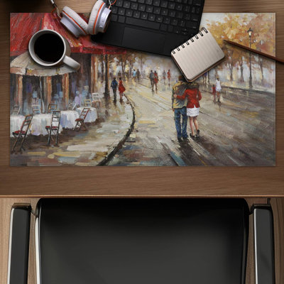 Couple walking in paris street - 14.00"x24.25" Desk mat