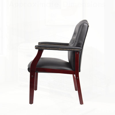Leather Reception Guest Chairs with Padded Seat and Arms, Ergonomic Mid-Back Design for Comfortable Office and Waiting Room Seating