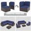  Ensemble de meubles de patio 6 pièces, ensemble de conversation modulaire en rotin noir-714796602-714796607