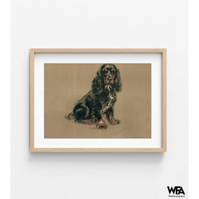Cocker Spaniel Painting Print, Worker Cocker Spaniel Poster, Black Spaniel Print, Small Dog Decor, Cute Spaniel Print, Framed Wall Art