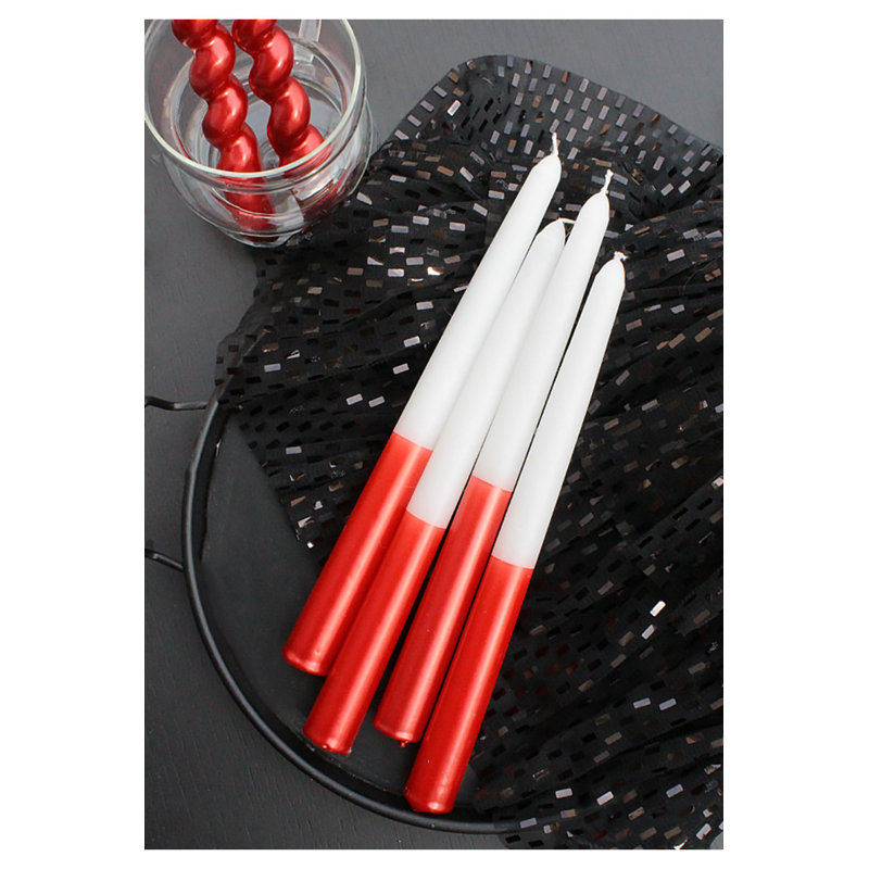 Ensemble de bougies élégantes rouges (4 pièces), 3,9 po x 9,8 po | 100% cire de paraffine, mèche de coton | Parfait pour la décoration intérieure, les mariages et les événements spéciaux | Durable et parfumée | Cadeau idéal pour toute occasion