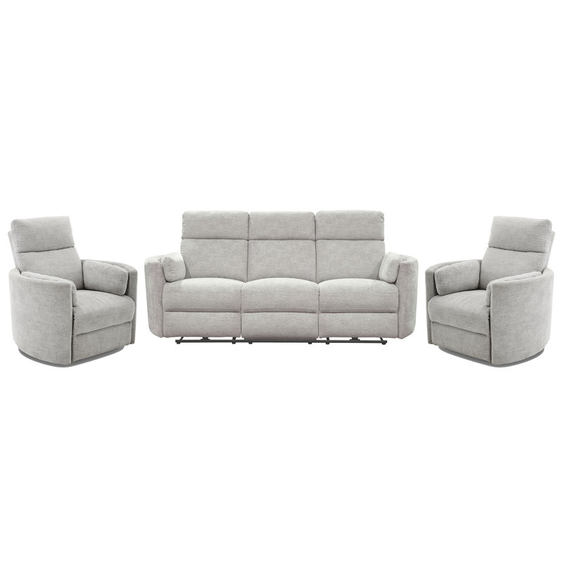 Canapé inclinable électrique et deux fauteuils inclinables Bre, Gris chenille