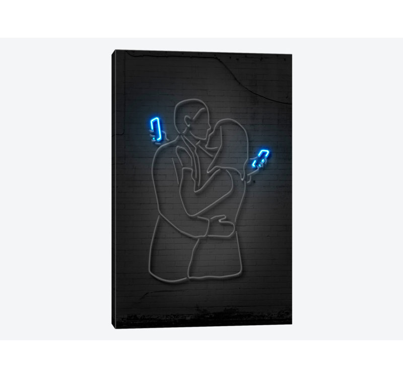« mobile lovers », impression sur toile, H 12 po x l 8 po x P 0,75 po, Toile tendue, Pas de tapis