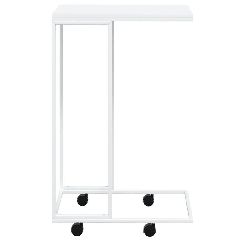 Table de bout en bois massif Aleardo, Blanc, Blanc