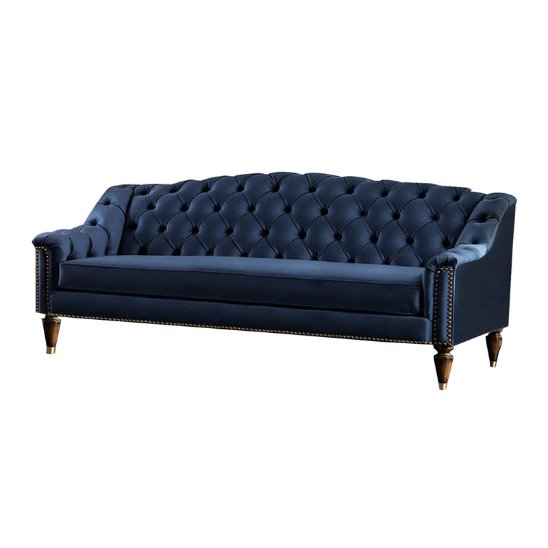 91.4" W Transitional Sofa, Blue
