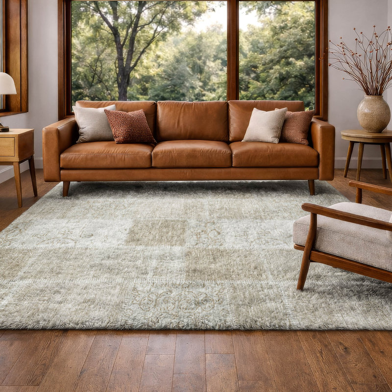 Tapis à poil long de qualité supérieure lavable à la machine ADS631, Taupe, 3' x 5'