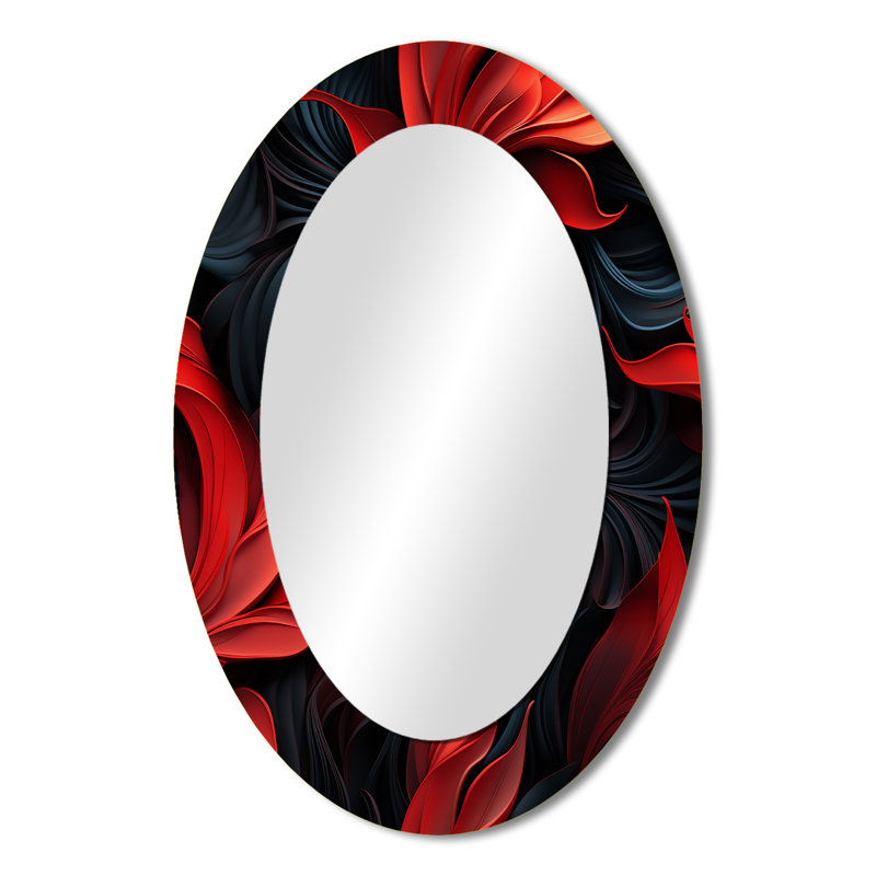 Noir Illusions Moody Patterns - Miroir décoratif damassé ovale sur métal, H 36 po x l 24 po