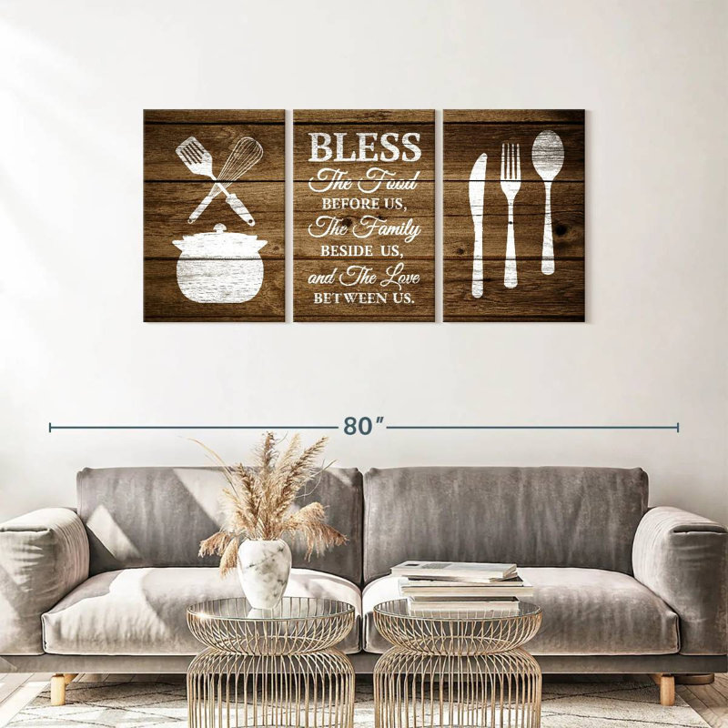 «Bless The Food Sign», reproduction sur toile, H 27 po x l 56 po x P 1,25 po