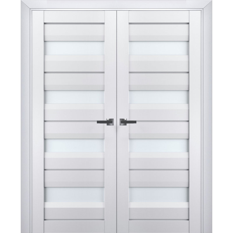 Portes françaises en bois givré Veregio, 79,5 po x 17 po, Blanc