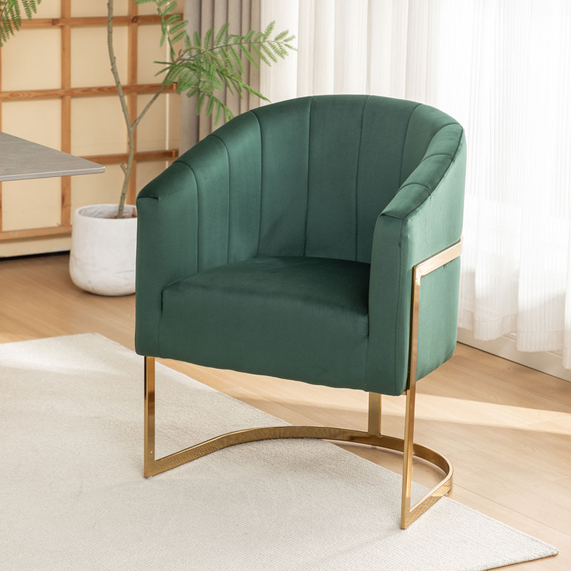 Chaise rembourrée en velours Sistrunk, Bleu
