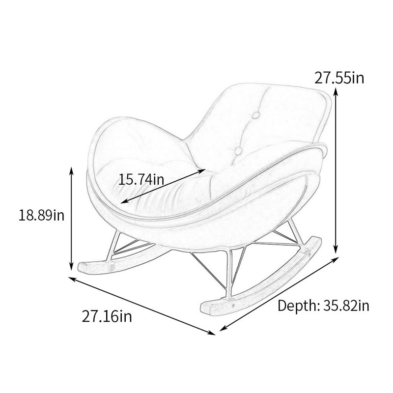 Chaise berçante large en forme d'arc, Orange