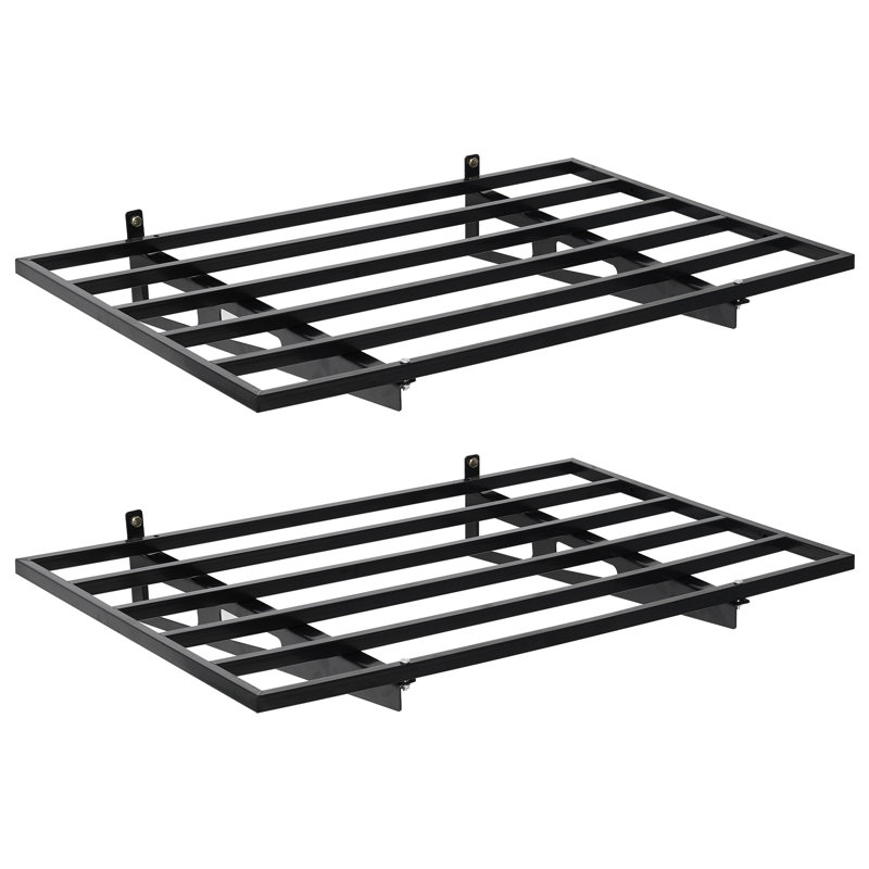 Wall Mounted Garage Storage Racks 2 Pack Heavy Duty Floating Metal Shelf Steel Organizer Brackets With Gloves 2x6 Black