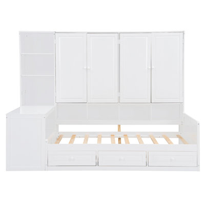 Wooden Daybed With Three Drawers, and All-in-One Cabinet, Desk and Shelves by Red Barrel Studio