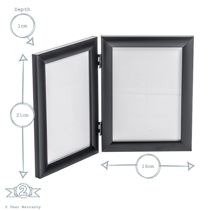 Nicola Spring - Folding 2 Photo Frame - 5 x 7", Black