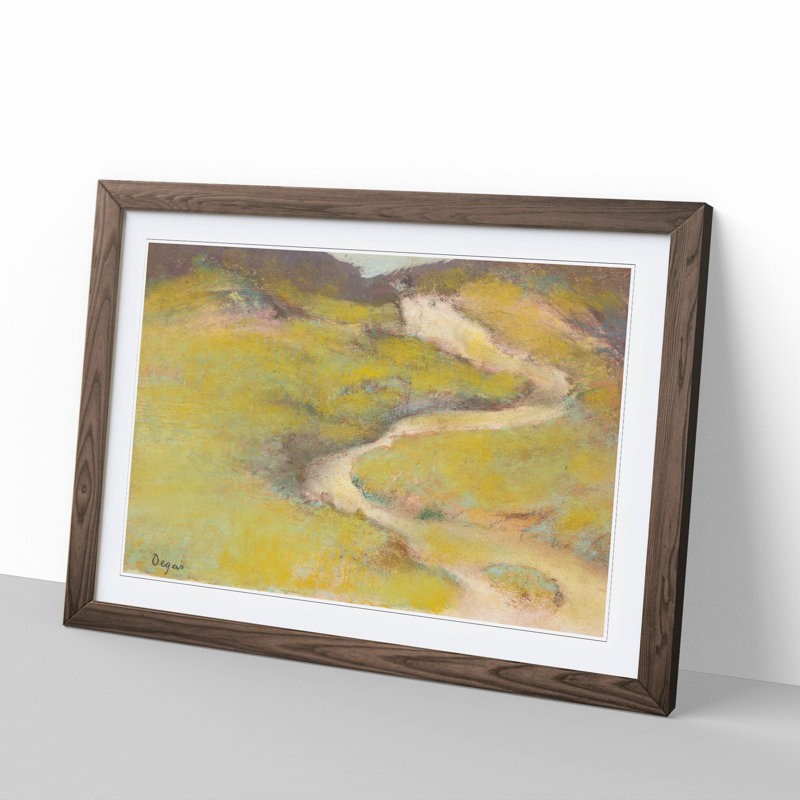 Pathway in a Field by Edgar Degas - Framed Print, 36cm H x 48cm W x 2cm D, Walnut Framed