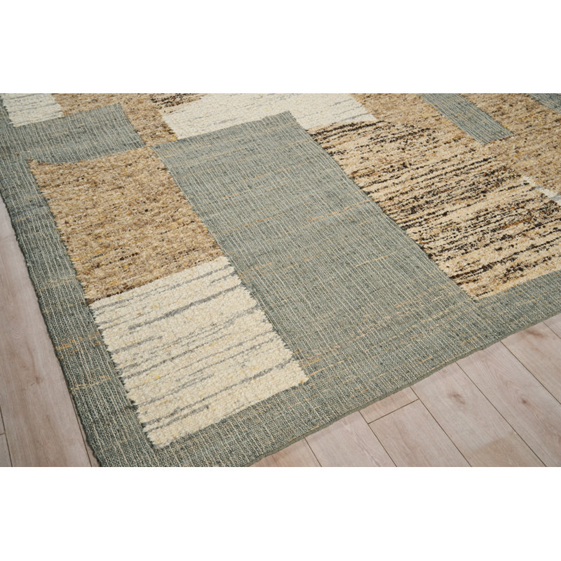 Pompano Hand Woven Wool/Jute Gray/Ivory/Beige Area Rug, 12'X15'