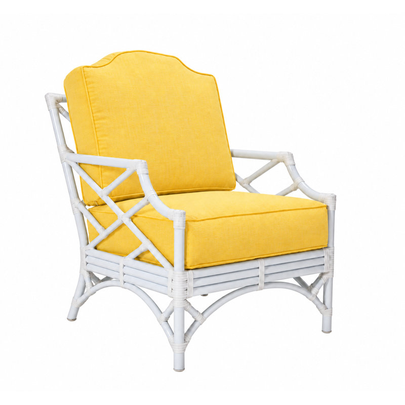 Chaise de patio avec coussins Chippendale, Toile Sunbrella® bouton d'or