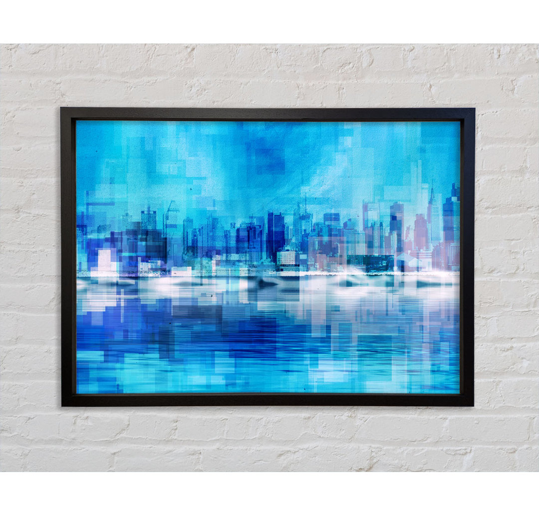 Electric Blue City - Einzelner Bilderrahmen Kunstdrucke auf Leinwand