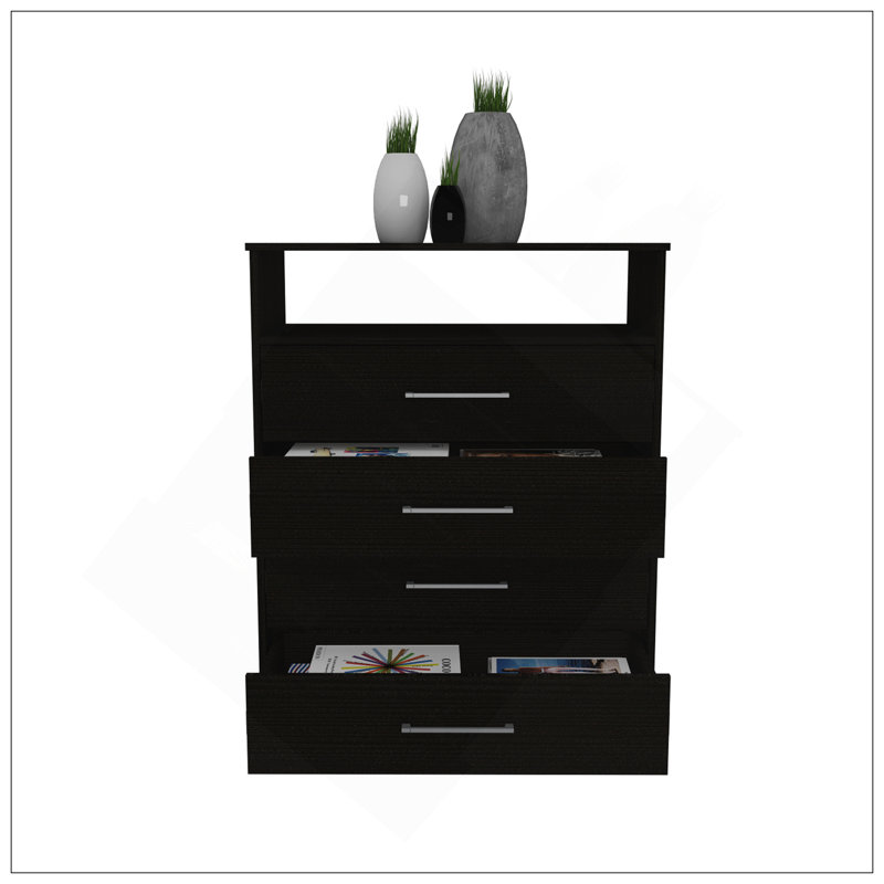 Commode Atlanta, chambre à coucher, noir, Noir