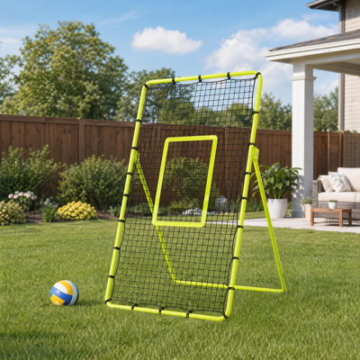 Filet d'entraînement Volleyball Rebondeur 7 x 4 pi, 5 angles réglables pliable avec piquets, vert