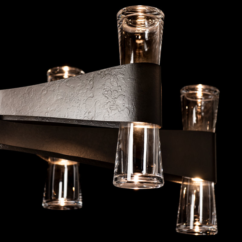 Lustre ovale 6 lumières Bellis, Fer naturel
