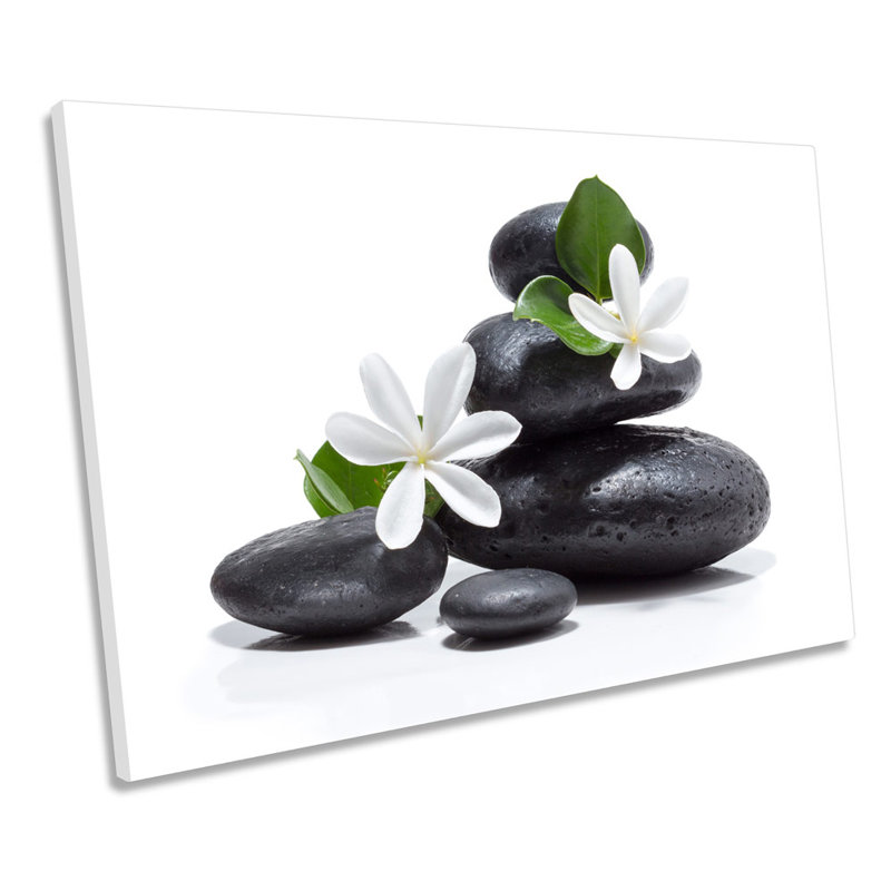Floral Zen Stones - Wrapped Canvas Art Prints, 61cm H x 91.4cm W x 4cm D