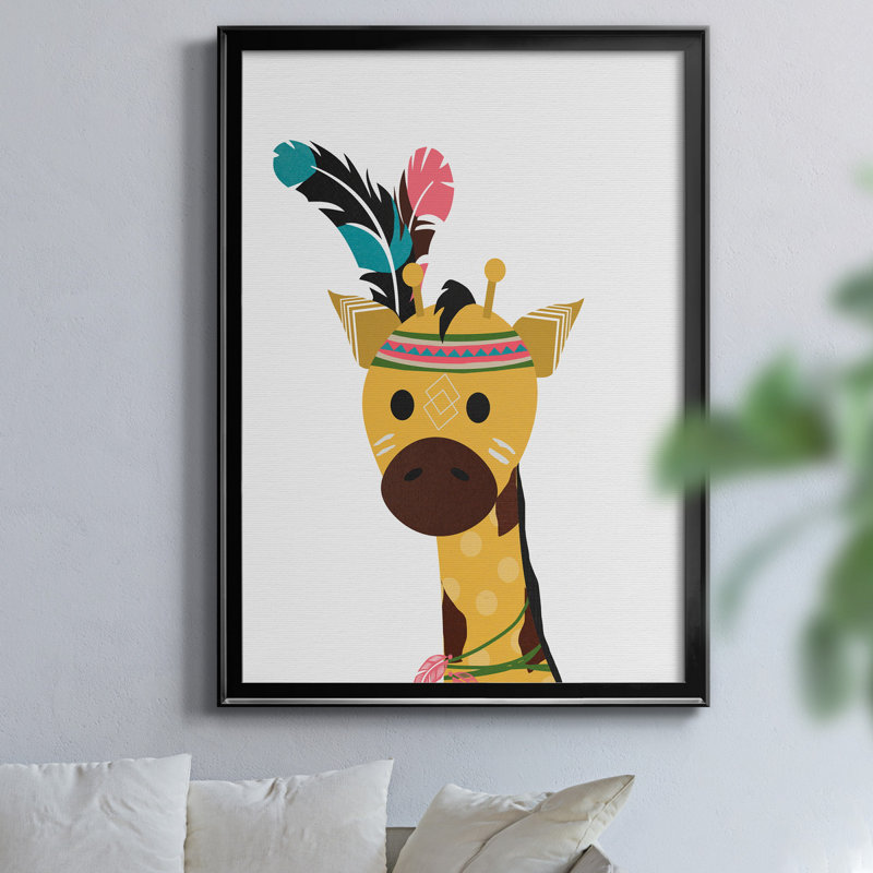 Art encadré Emilio Giraffe, H 26,5 po x l 36,5 po x P 1,5 po, Noir