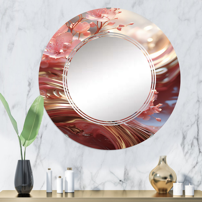 Bourdin - Miroir mural rond moderne, 32 po x 32 po