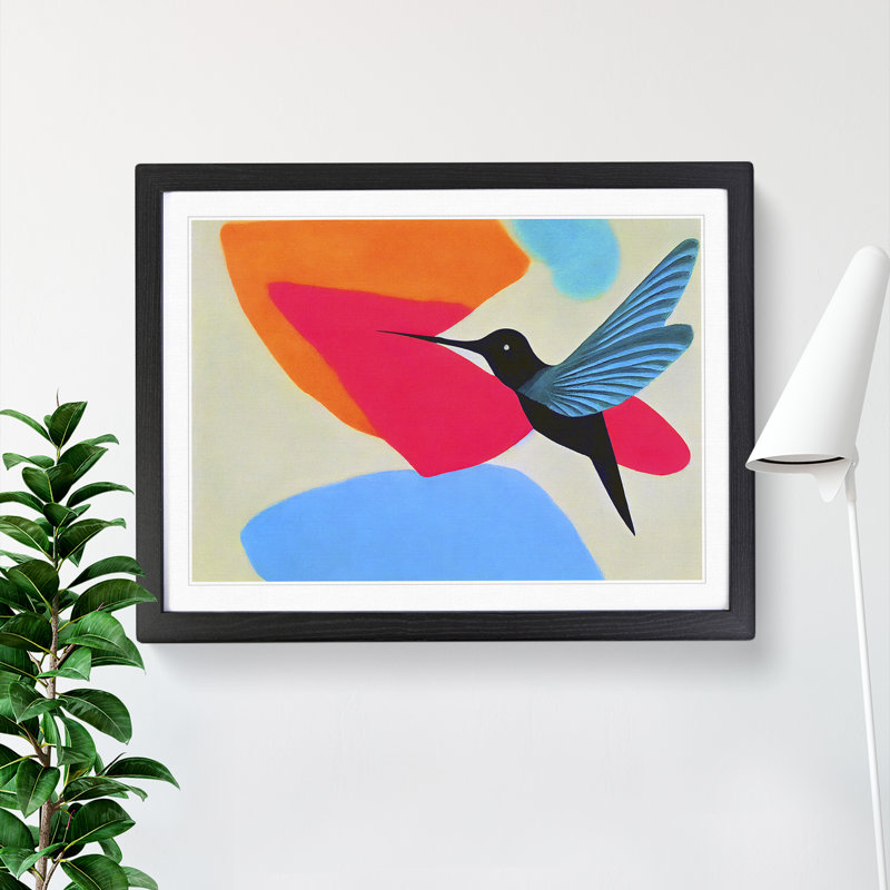 Abstract Hummingbird Vol.1 - Single Picture Frame Print, Black, 46cm H x 64cm W x 2cm D