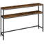 Console pour couloir, table de canapé mince à 2 niveaux, 20 x 120 x 80 cm, table de couloir avec 2 tablettes, pour le salon, la chambre à coucher, brun rustique et noir encre
