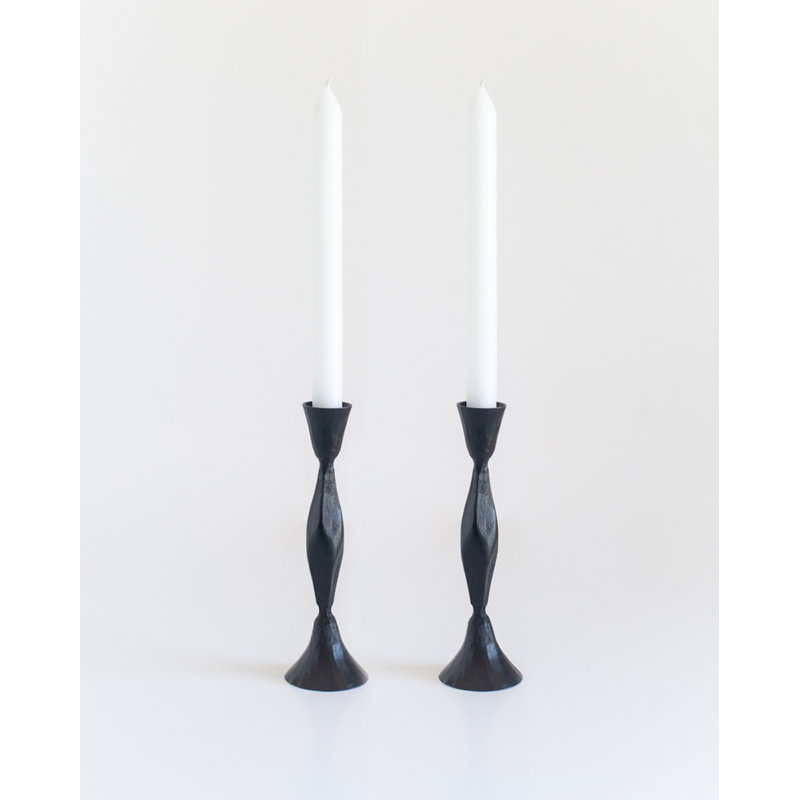 S/2 Low Diamond Candlestand - Brass finsih, 7.5, Black