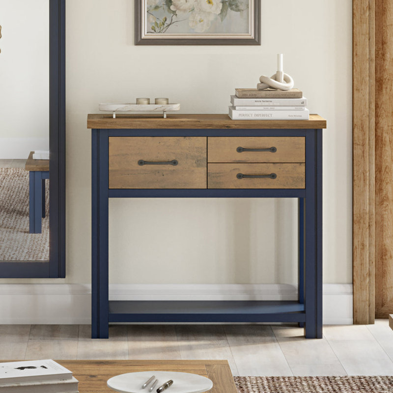 Aneyah Solid Wood Console Table, Black