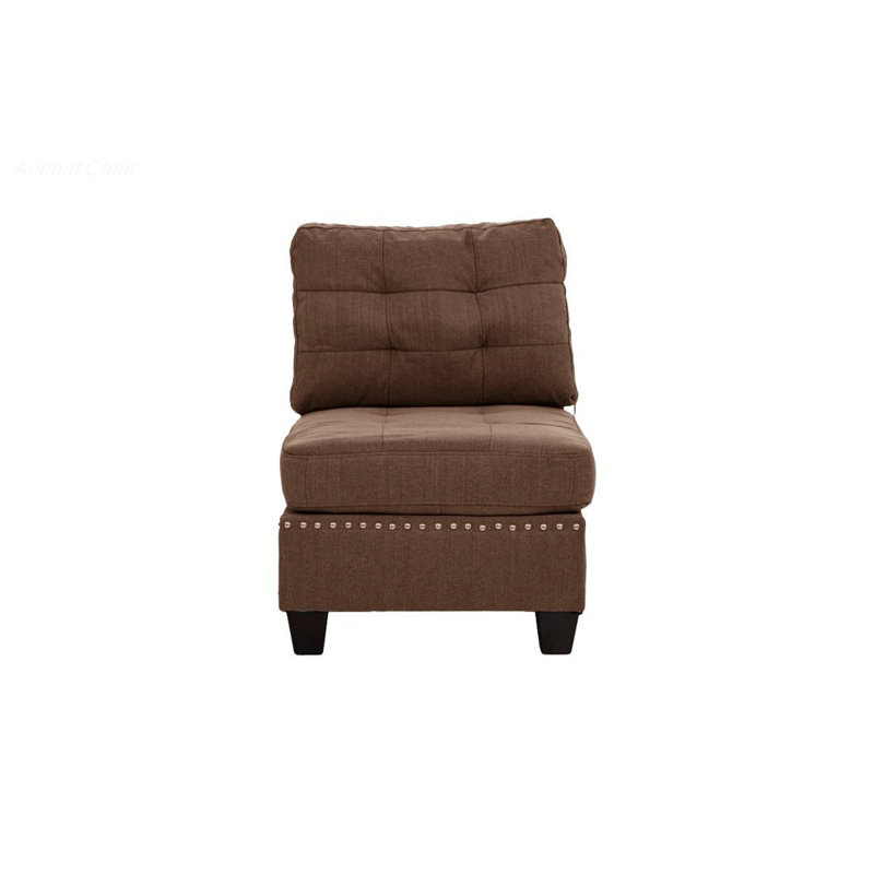 Chaise d'appoint, fauteuil sans accoudoirs de salon, Lin couleur café