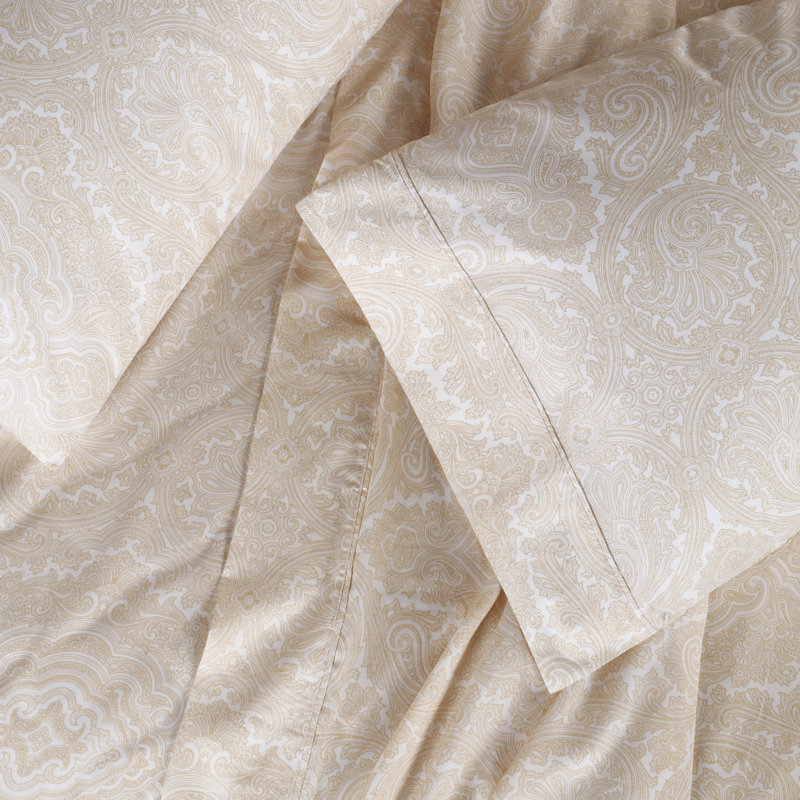Ivory Paisley Twin Cotton Duvet Cover Set with Pillow Sham
