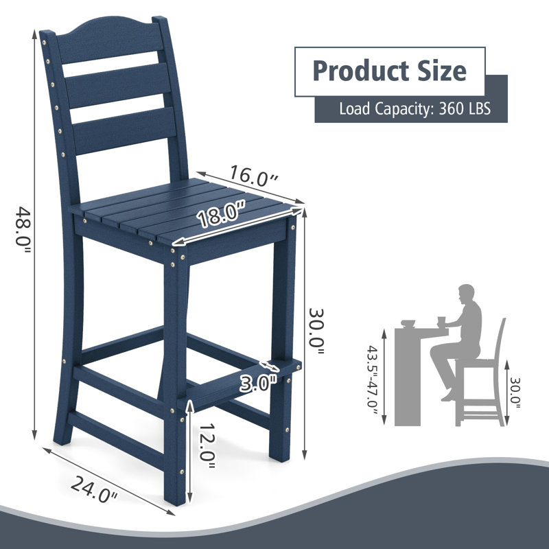 Tabouret de bar extérieur Hdpe, Marine