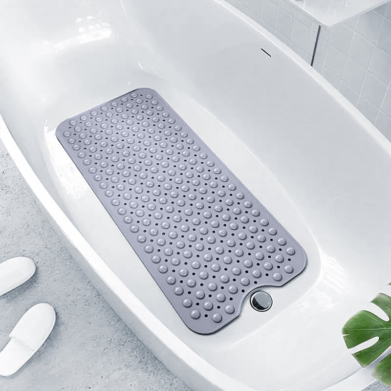 Vinyl Non-Slip Shower Mat,  70cm L x 38cm W, Grey