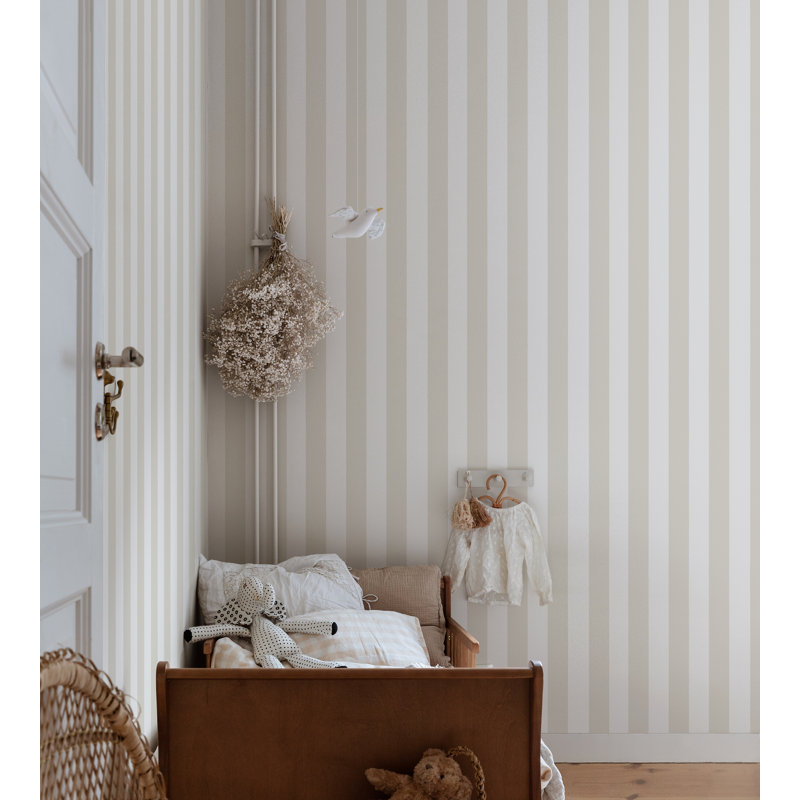 Villa Dalaro 2 Striped Wallpaper Roll, Linen