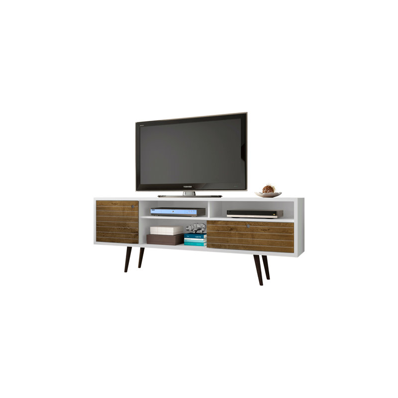 71" Tv Stand For Living Room, White/Brown